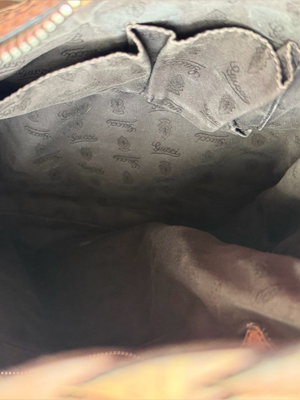 Gucci GG Canvas Bamboo Hobo Bag Brown Leather Braided Strap - Picture 10 of 12